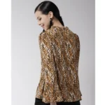 Women's Polyester Printed Bell Sleeve Top (Orange - Black) - Image 6
