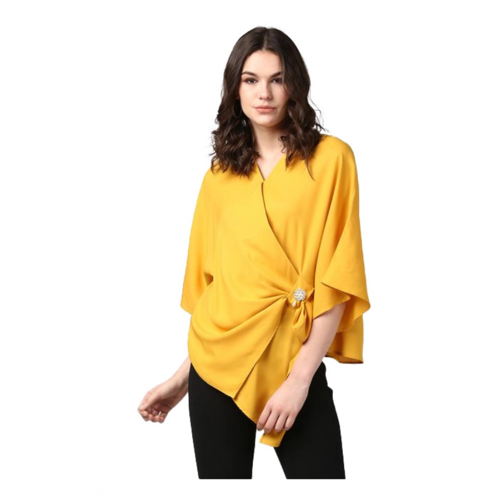 54040647542_be4da52702_o_d-1000x1000-1.webp Women's Polyester Solid Cape Sleeve Top (Yellow) - Image 1