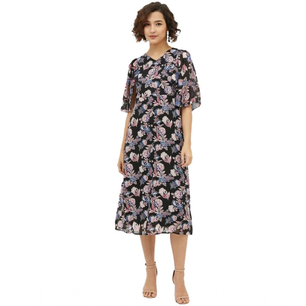 54040648152_c4e710bd1c_o_d-1000x1000-1.webp Women's Polyester Chain Print Cap Sleeve Calf-length Dress (Multicolor) - Image 1