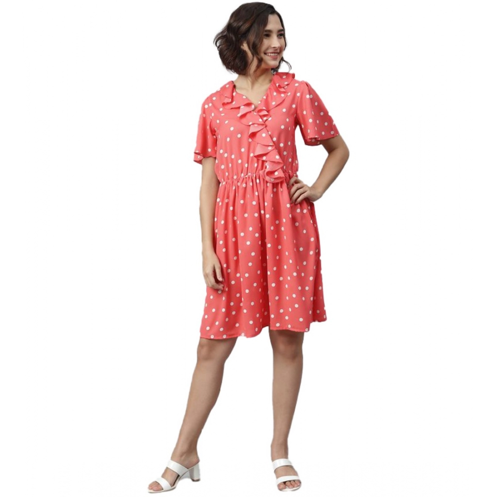 54041836029_b8d75e6743_o_d-1000x1000-1.webp Women's Polyester Polka Flutter Above Knee Dress (Coral) - Image 1