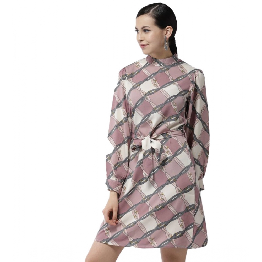 54041836189_73dfd3b987_o_d-1000x1000-1.webp Women's Polyester Checkered Long Sleeves Above Knee Dress (Off White - Lavender) - Image 1