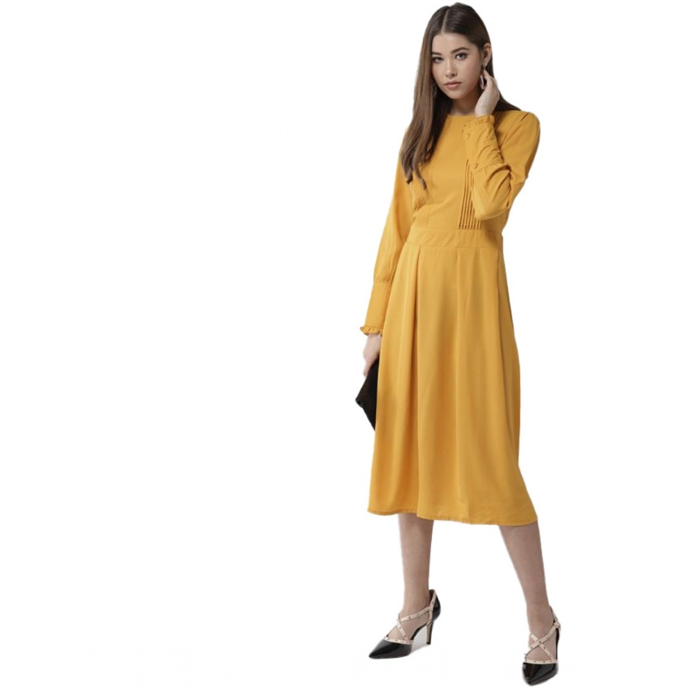 54041836194_59af79c9a3_o_d-1000x1000-1.webp Women's Polyester Pintuck Long Sleeves Below Knee Dress (Yellow) - Image 1