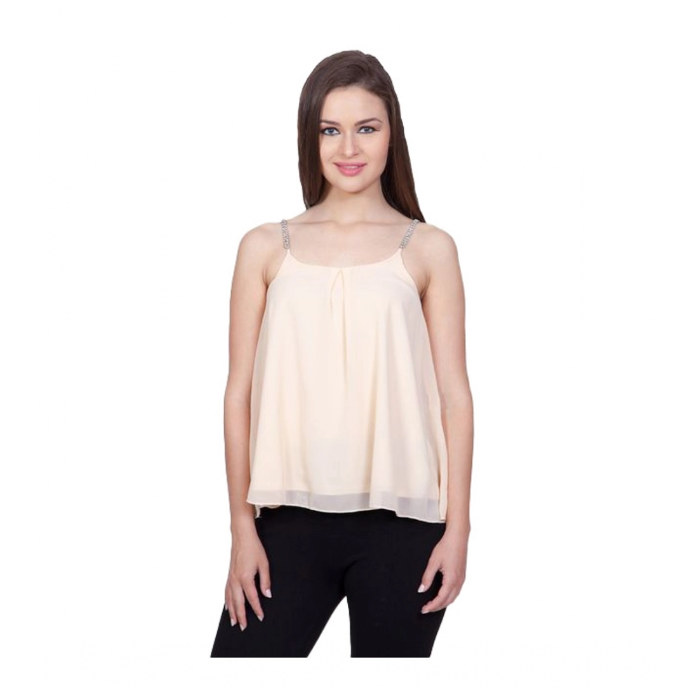 54041959060_76ecee6d59_o_d-1000x1000-1.webp Women's Polyester Solid Shoulder Straps Regular Top (Beige) - Image 1