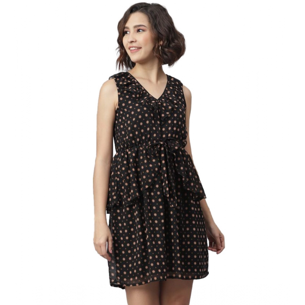 54041959630_9efe010204_o_d-1000x1000-1.webp Women's Polyester Peplum Sleeveless Above Knee Dress (Black) - Image 1