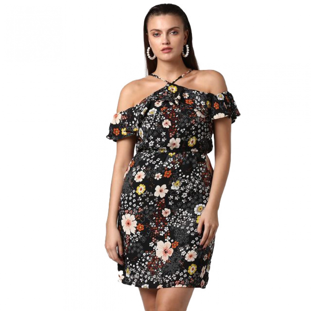 54041959670_6be74f22c1_o_d-1000x1000-1.webp Women's Polyester Floral Cold Shoulder Above Knee Dress (Black) - Image 1