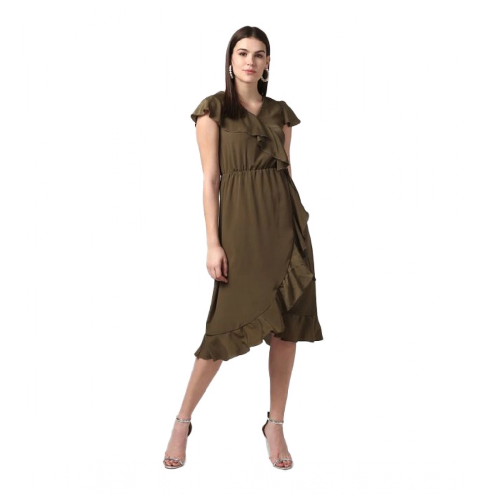 54041959715_8c0734a5bf_o_d-1000x1000-1.webp Women's Polyester Ruffled Cap Sleeve Knee-Length Dress (Olive) - Image 1
