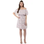Women's Rayon Floral Half Sleeve Above Knee Dress (Multicolor)