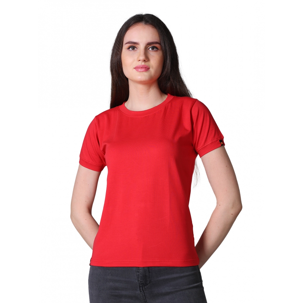 54089009422_fbcd1b3cb9_o_d-1000x1000-1.webp Women's Cotton Blended Solid Round Neck Half Sleeve T-Shirt (Red) - Image 1