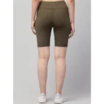 Women's Polyester Solid Above Knee High-Rise Shorts (Olive) - Image 6