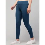 Women's Polyester Solid Ankle Length High-Rise Tights (Teal) - Image 3