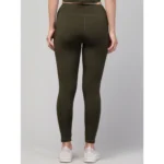 Women's Polyester Solid Ankle Length High-Rise Tights (Olive) - Image 6