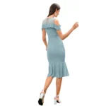 Women's Knitting stretchable Solid Round Neck Sleeveless Dress (Pista ) - Image 5