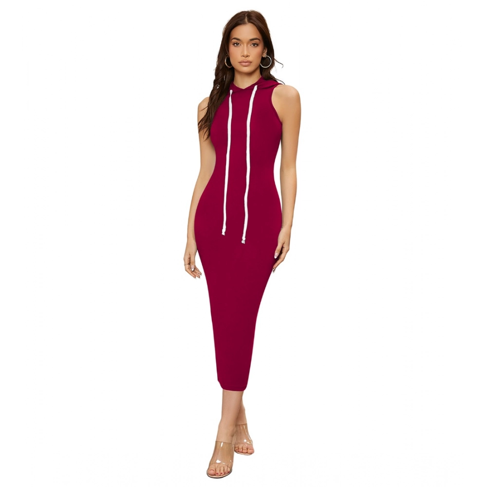 54162096007_d8543d297e_o_d-1000x1000-1.webp Women's Knitting stretchable Solid Round Neck Sleeveless Dress (Maroon) - Image 1