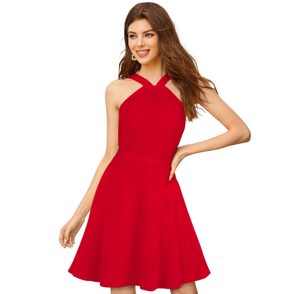 54162096327_43d9f1b950_o_d-1000x1000-1.webp Women's Knitting stretchable Solid Halter Neck Sleeveless Dress (Red ) - Image 1