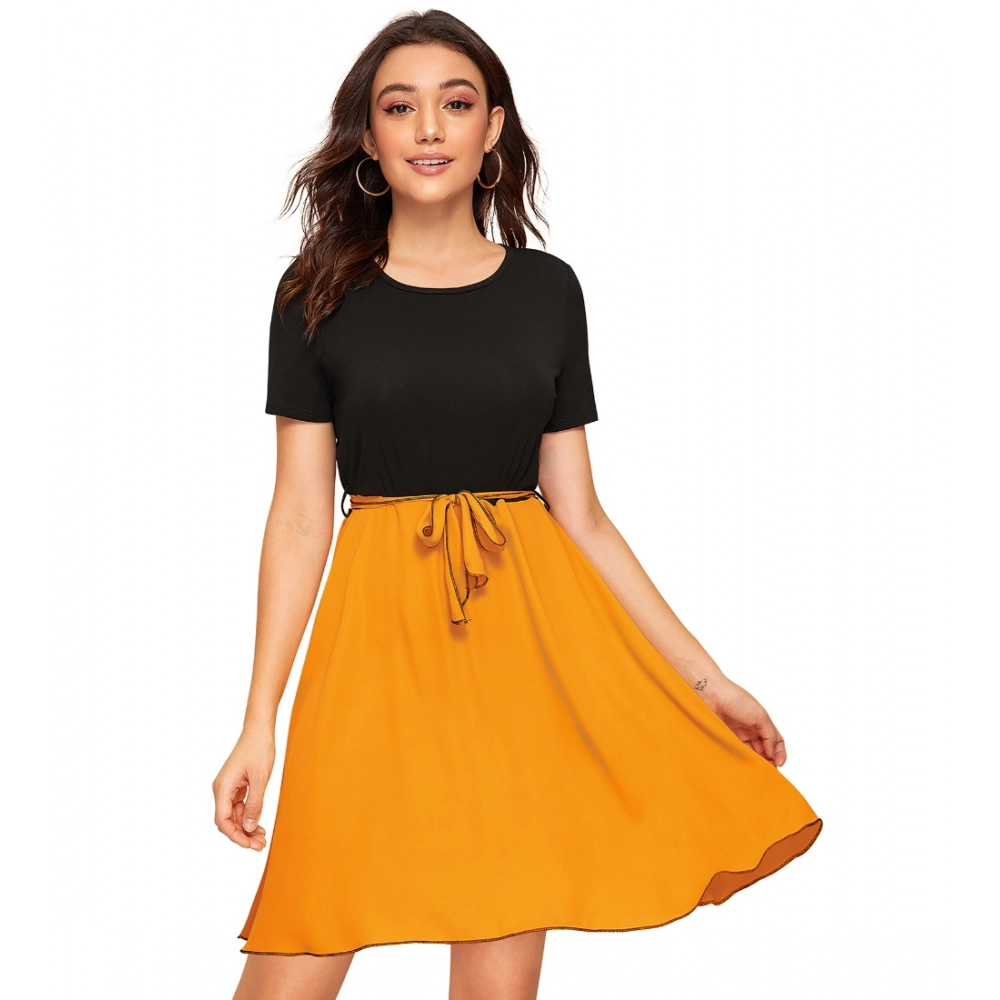 54162098537_04a97c1c1c_o_d-1000x1000-1.webp Women's Knitting stretchable Solid Round Neck Cap Sleeve Dress (Yellow) - Image 1