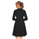 Women's Knitting stretchable Solid Round Neck Full Sleeve Dress (Black) - Image 5