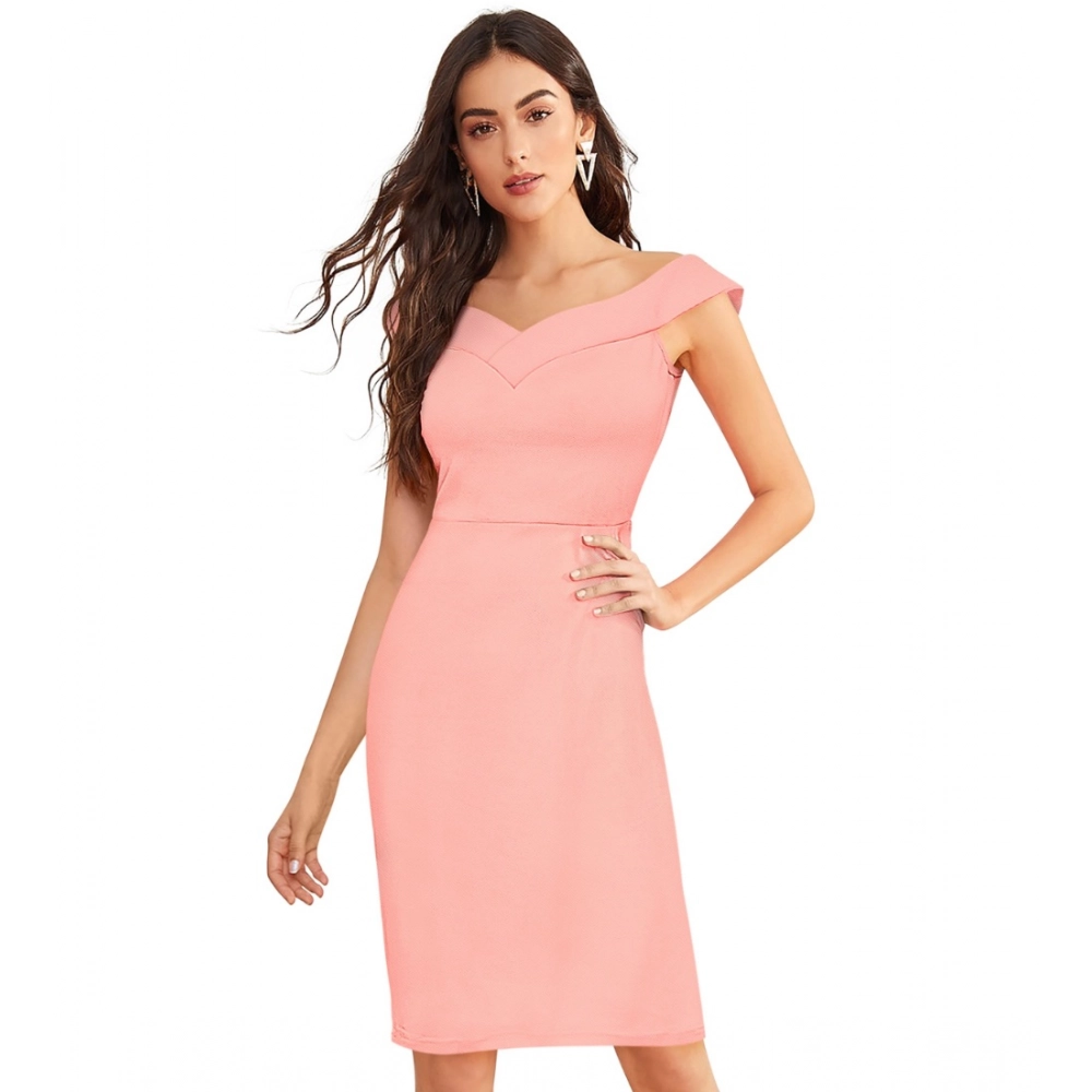 54162967546_cd2f89b4f6_o_d-1000x1000-1.webp Women's Knitting stretchable Solid Round Neck Sleeveless Dress (Peach) - Image 1