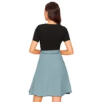 Women's Knitting stretchable Solid Round Neck Cap Sleeve Dress (Pista) - Image 5