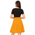 Women's Knitting stretchable Solid Round Neck Cap Sleeve Dress (Yellow) - Image 5