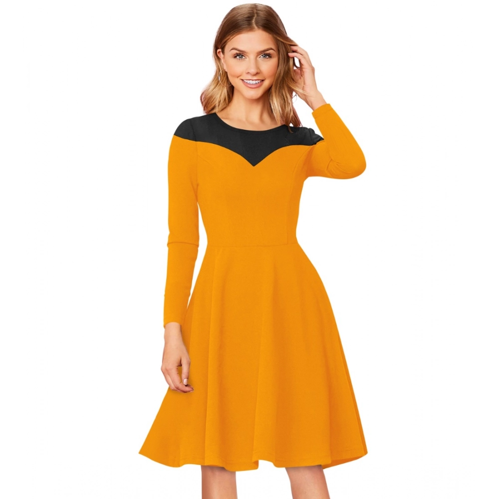 54162972671_1d05c44ccc_o_d-1000x1000-1.webp Women's Knitting stretchable Solid Round Neck Full Sleeve Dress (Yellow) - Image 1