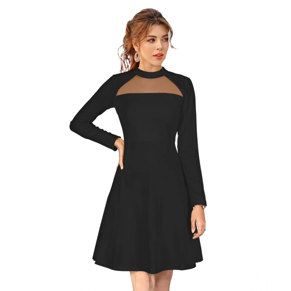 54163248348_6621333409_o_d-1000x1000-1.webp Women's Knitting stretchable Solid Round Neck Full Sleeve Dress (Black) - Image 1