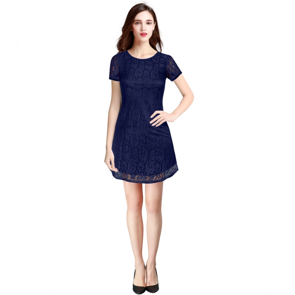 54163287929_4d26ece0bc_o_d-1000x1000-1.webp Women's Rasal Solid Round Neck Cap Sleeve Dress (Blue) - Image 1