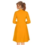 Women's Knitting stretchable Solid Round Neck Full Sleeve Dress (Yellow) - Image 5