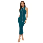 Women's Knitting stretchable Solid Round Neck Sleeveless Dress (Morpich) - Image 2