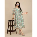 Women's Georgette Printed Round Neck Short Sleeve Dress (Multicolor) - Image 4