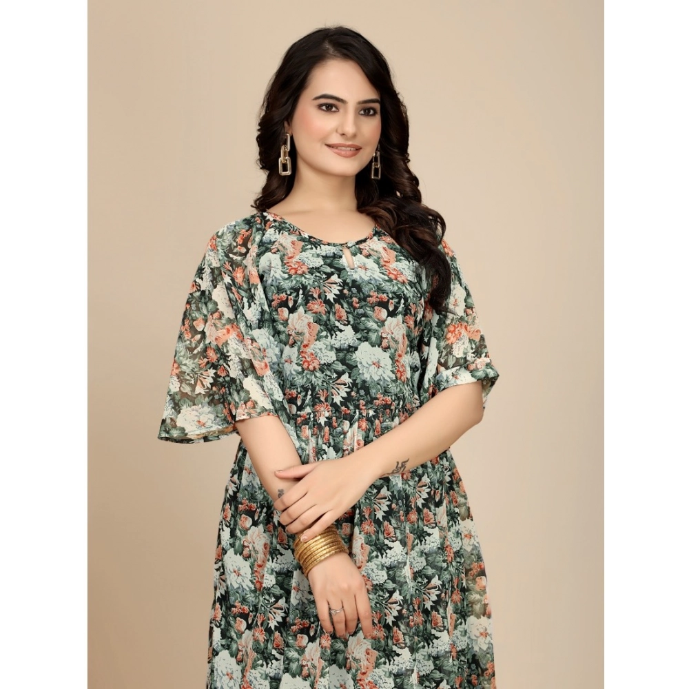 54255630636_807dd99697_o_d-1000x1000-1.webp Women's Georgette Printed Round Neck Short Sleeve Dress (Black) - Image 1