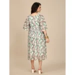 Women's Georgette Printed Round Neck Short Sleeve Dress (Pink) - Image 6