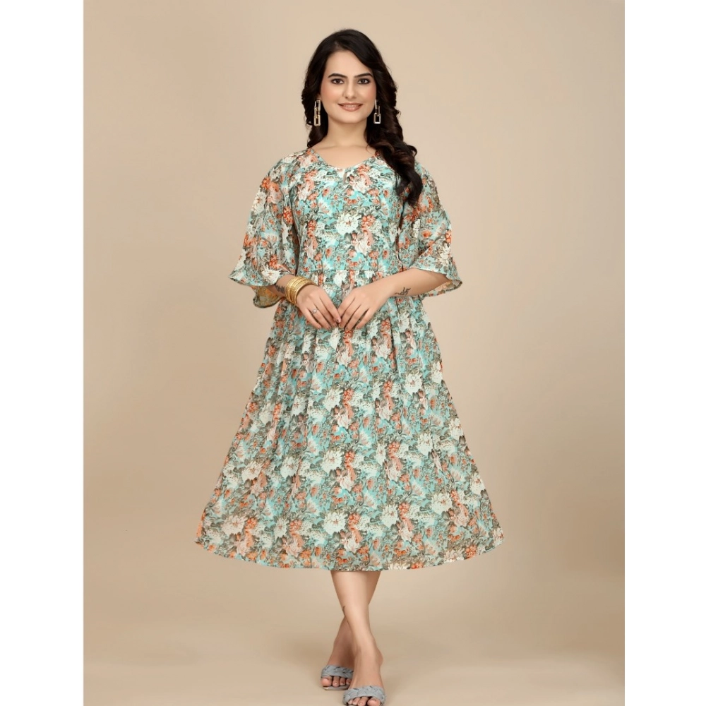 54256058150_a83530e5a4_o_d-1000x1000-1.webp Women's Georgette Printed Round Neck Short Sleeve Dress (Multicolor) - Image 1