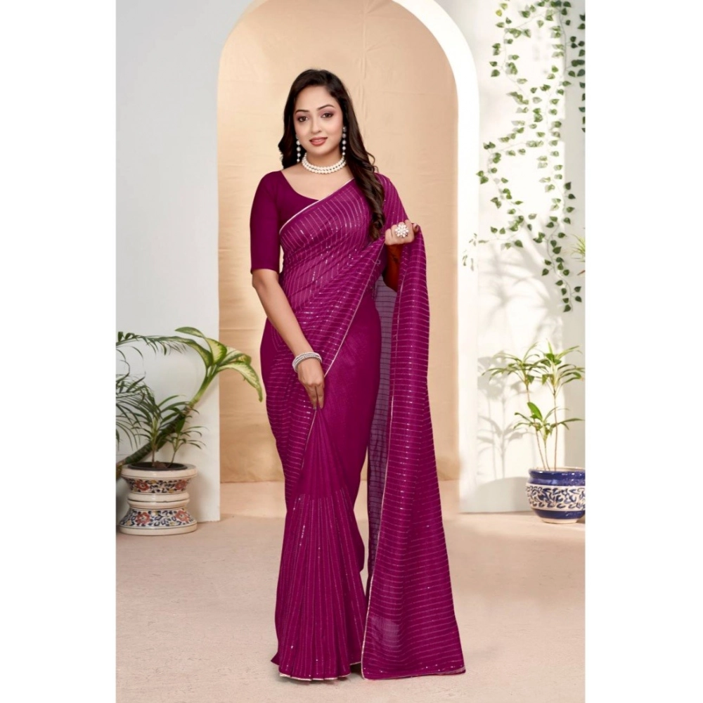 54435472966_c10b9ce66e_o_d-1000x1000-1.webp Women's Vichitra Silk Striped Saree With Unstitched Blouse 5.5Mtr (Purple) - Image 1