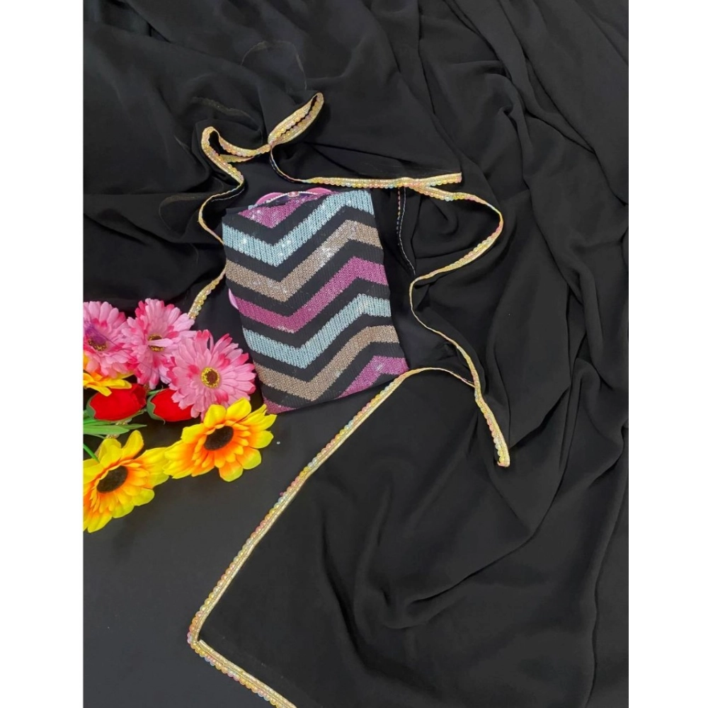 54435662769_4c1dd7b781_o_d-1000x1000-1.webp Women's Fox Georgette Solid Saree With Unstitched Blouse 5.5Mtr (Black) - Image 1