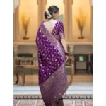 Women's Silk Printed Saree With Unstitched Blouse 5.5Mtr (Purple) - Image 3