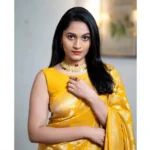 Women's Silk Printed Saree With Unstitched Blouse 5.5Mtr (Yellow) - Image 3