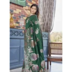 Women's Silk Printed Saree With Unstitched Blouse 5.5Mtr (Green) - Image 2
