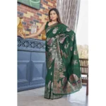 Women's Silk Printed Saree With Unstitched Blouse 5.5Mtr (Green) - Image 3