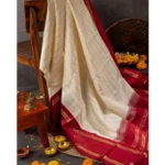 Women's Silk Printed Saree With Unstitched Blouse 5.5Mtr (Off White) - Image 3