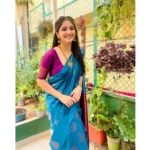 Women's Silk Printed Saree With Unstitched Blouse 5.5Mtr (Rama) - Image 3