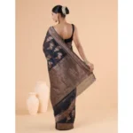 Women's Silk Printed Saree With Unstitched Blouse 5.5Mtr (Black) - Image 2