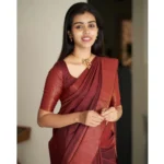 Women's Silk Printed Saree With Unstitched Blouse 5.5Mtr (Maroon) - Image 2
