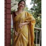 Women's Silk Printed Saree With Unstitched Blouse 5.5Mtr (Yellow) - Image 2