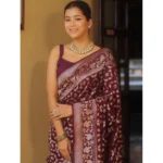 Women's Silk Printed Saree With Unstitched Blouse 5.5Mtr (Maroon) - Image 2