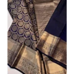 Women's Silk Printed Saree With Unstitched Blouse 5.5Mtr (Navy Blue) - Image 2
