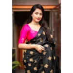 Women's Silk Printed Saree With Unstitched Blouse 5.5Mtr (Pink) - Image 3