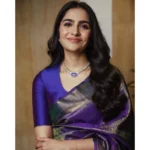 Women's Silk Printed Saree With Unstitched Blouse 5.5Mtr (Purple) - Image 2