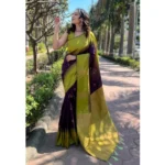 Women's Silk Printed Saree With Unstitched Blouse 5.5Mtr (Wine) - Image 3