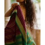 Women's Silk Printed Saree With Unstitched Blouse 5.5Mtr (Wine) - Image 2