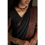 Women's Silk Printed Saree With Unstitched Blouse 5.5Mtr (Black) - Image 2